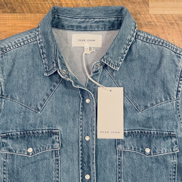 NWT! DEAR JOHN STAR DENIM BUTTON FRONT SHIRT WESTERN SIZE SMALL NEW! - Picture 5 of 12